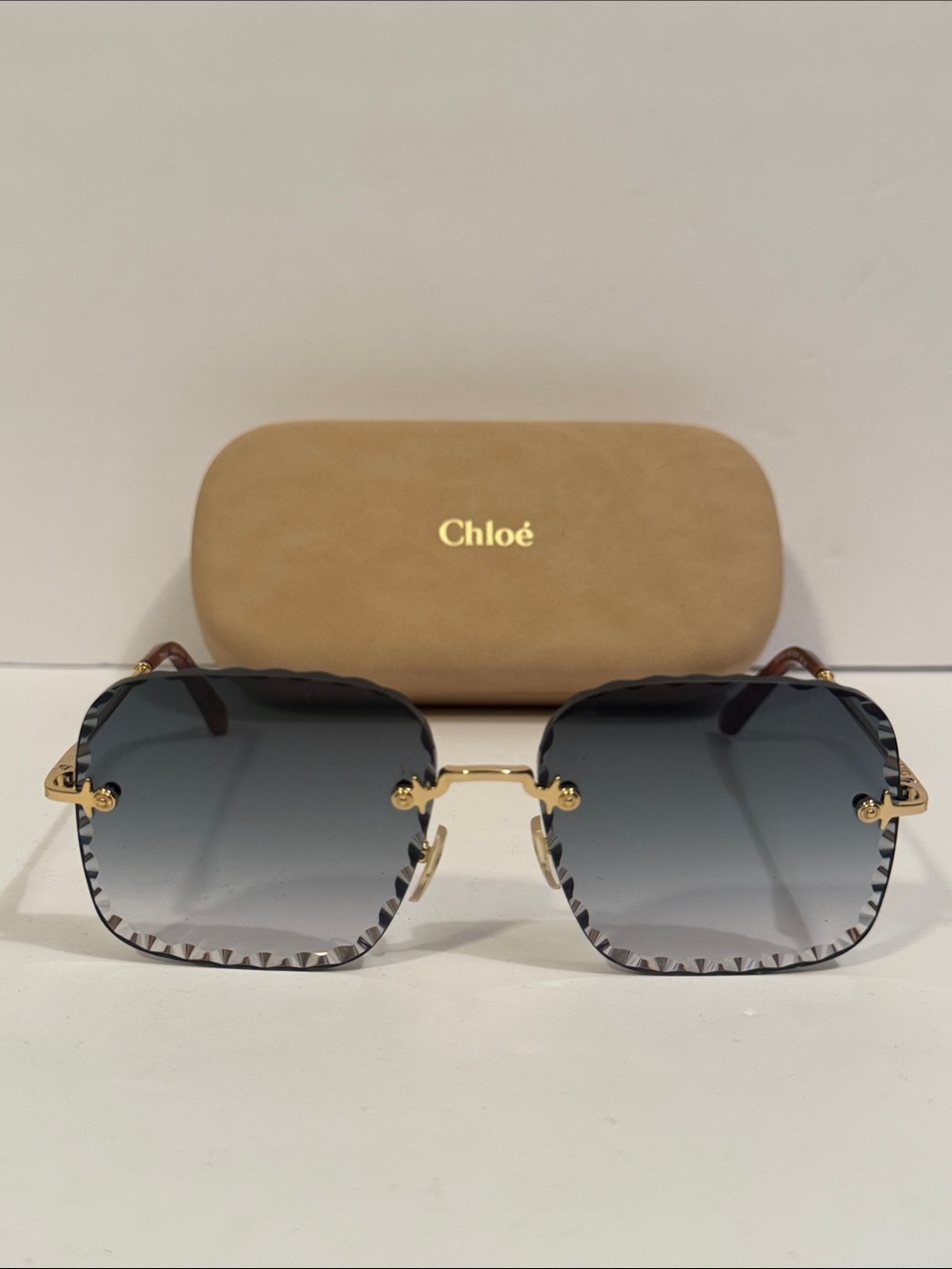 Chloe CE161S Women's Scalloped Gold Frame Sunglasses with Gradient Lenses